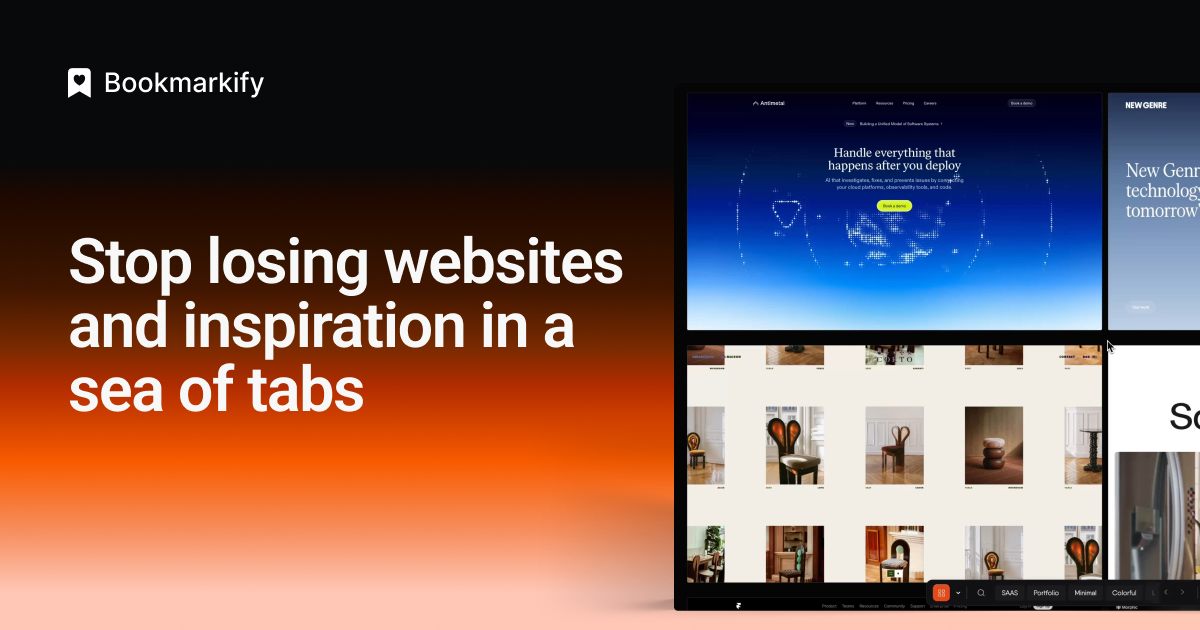 Bookmarkify Open Graph image preview (1200x630) - Developer Tools social card inspiration